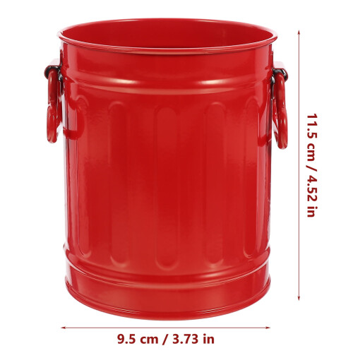 Pretyzoom Trash Container Garbage Can Iron 1Pcs Red Back to School 1