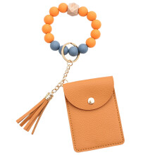 PU Leather 3-in-1 Wallet Card Case Keychain – Scallop Edges, Metal Accents, Ample Card Storage