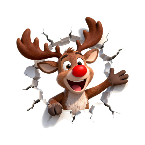 3D Santa Wall Decal Reindeer Removable Holiday Sticker