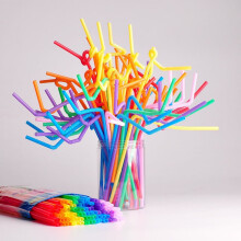 Disposable Drinking Straws Multi-Colored Striped Flexible for Parties Weddings Schools & Restaurants