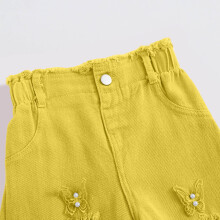 Girls Yellow 2-Piece Set Long Sleeve Crop Top Wide Leg