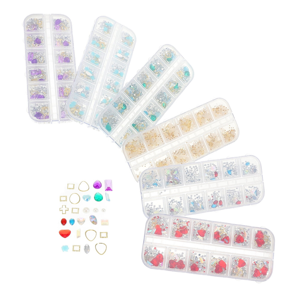 6 Box Festival Face Gems Gel Nail Decorations Shiny Rhinestones