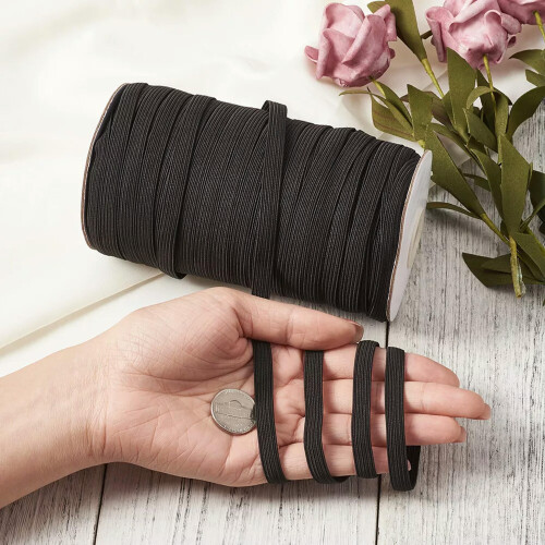 100yd/Roll Black 8mm Flat Elastic Cords Stretch Craft String DIY Jewelry Thread 2