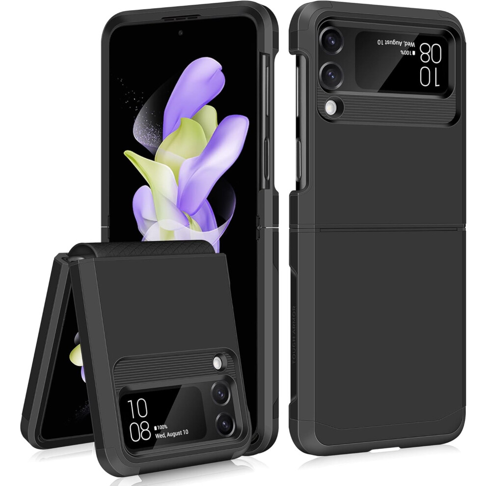 Compatible With Samsung Galaxy Z Flip 4 Case – Dual-Layer Pc+Tpu, Upgraded Hinge Protection, Shockproof Flip 4 5G Case – Black 9170372353347