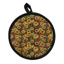 Sunflower Round Pot Holders & Oven Gloves – Wear-Resistant, Microwave-Safe, Compatible with Kitchen Cooking & Baking