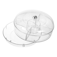 Rotating Snack Dispenser Round Relish Tray With Lid Transparent PET 1Pcs