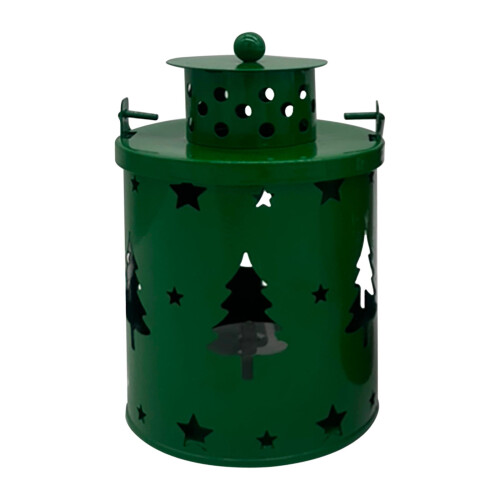 Lanterna de Natal LED Verde com Vela Sem Chama 8,3 x 8 cm