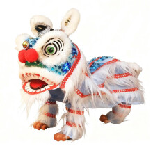 Chinesische Löwenhandpuppe mit Stab, traditionell asiatisch