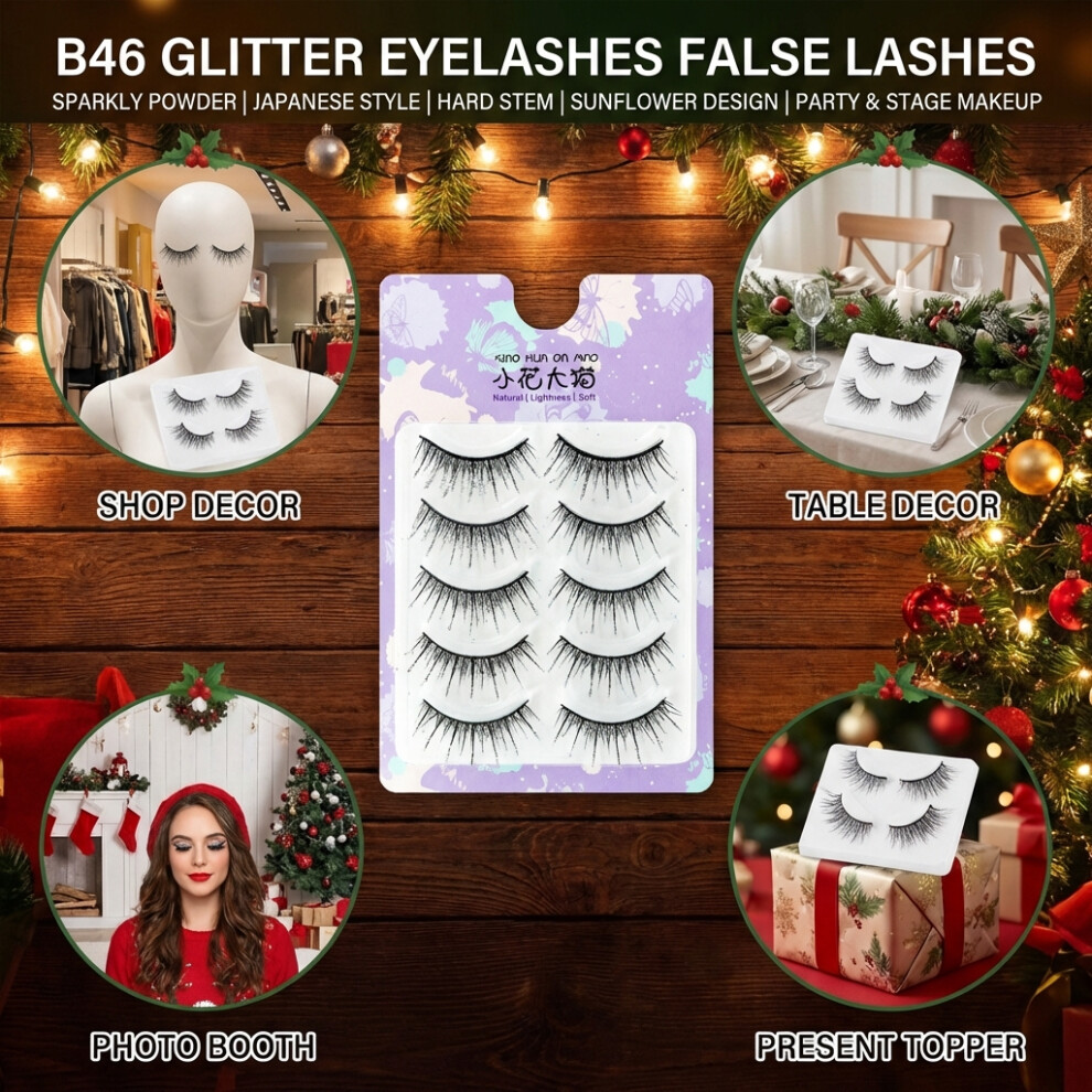 Hue-Grain Sparkly Japanese Lashes With Glitter, Party Makeup