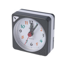Mini Clock Square Plastic Quartz Alarm Clock Portable Lightweight Clock (Grey)