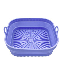 YFTDEF Air Fryer Silicone Liners, Easy to Clean, Dishwasher Safe, Reusable, Foldable, Non-Stick Heat Resistant, Square, Molded, 8 in, Purple