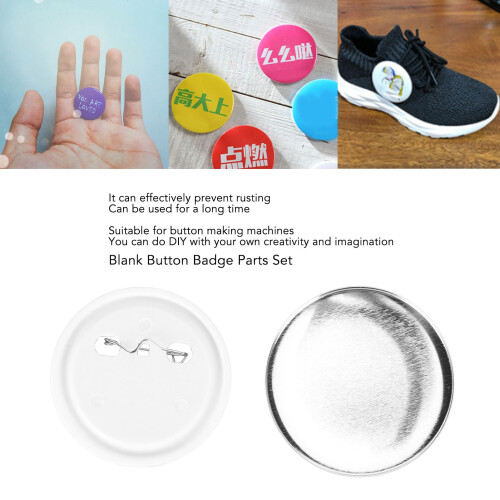 Button Maker DIY Kit 100 Blank Badge Components 58mm Round Rustproof Supplies 2