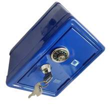 Dekorative Spardose aus Eisen in Tresorform, blau, 1 Stück