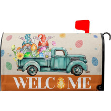 Easter Truck Bunny Magnetic Mailbox Cover 25.5x21 inch