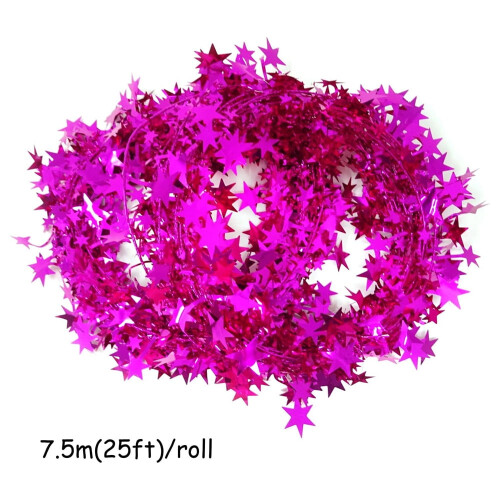Triani2Rolls Γιρλάντα με λαμπερά αστέρια και σύρμα – Ροζ κόκκινη, συμβατή με 1