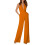 Macacão feminino de cor sólida, calça reta, design simples e requintado (laranja, M) 2