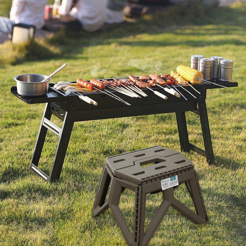 Foldable Stool, Portable Stool, Folding Camping Stool, Outdoor Step Stool, Plastic Stool with Handle for Kitchen, Bathroom, Living Room 1