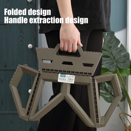 Foldable Stool, Portable Stool, Folding Camping Stool, Outdoor Step Stool, Plastic Stool with Handle for Kitchen, Bathroom, Living Room 2