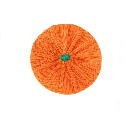 Halloween Pumpkin Knit Beanie Orange Acrylic Windproof