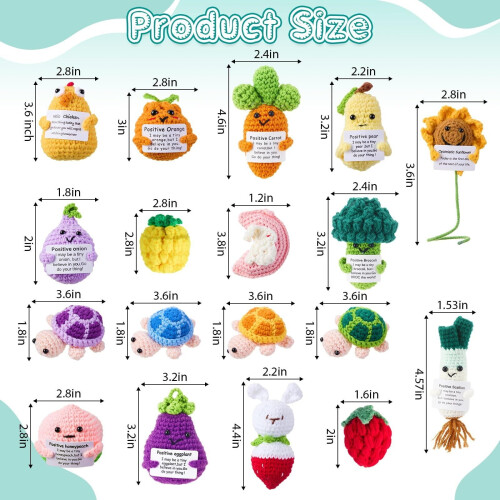 18 τεμάχια κούκλες Positive Crochet: Παιχνίδια για τουρσί πατάτας, λαχανικών και φρούτων 1