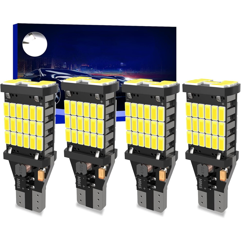 4Pcs 921/T15/912 Led Reverse Lights, Error-Free, 1500Lm, 6500K Compatible With 904/906/912/921 White 9362892450266