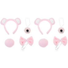 2Sets Comfortabele Roze Berenoren Hoofdband Met Set