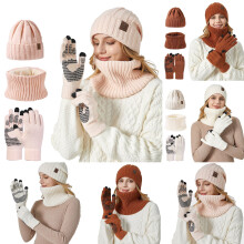 Hat Scarf and Gloves Women, Beanie for Women Set, Women Winter Thickened Keep Warm Set