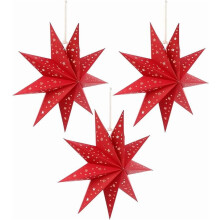 Red 9-Point Christmas Hanging Star Light Shade with Battery Box – Indoor/Outdoor Party Decor, 0.11 lb