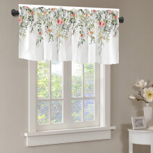 Fresh Leaf Cottage Valance Window Curtain Polyester Light Filtering Privacy Home Decor Kitchen Living Room Modern Farmhouse Style