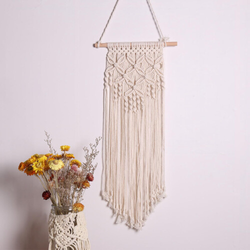 1Pcs Macrame Wall Hanging Decoration, Woven Wall Hanging Boho Chic Cotton Handmade 1