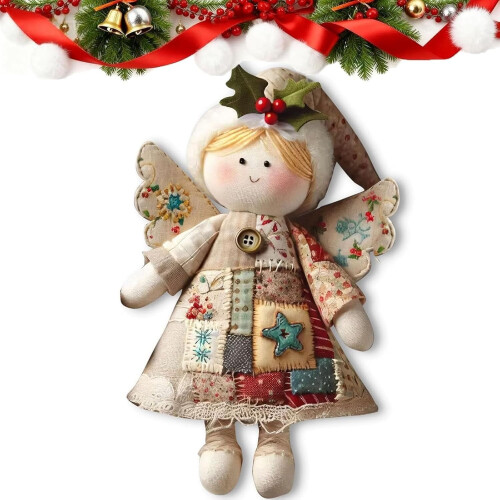 Dockor - Patchwork Angelss Babydocka, Handgjord DIY Patchwork-docka Sy-kit, Flickpresenter, Perfekt julklapp 2
