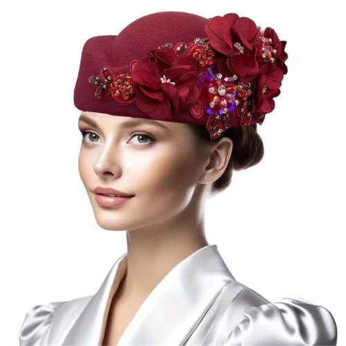 British Derby Beret Hat - Adjustable Vintage Fascinator