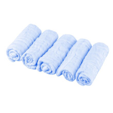 5-Pack Organic Cotton Muslin Washcloths – Soft Reusable Face Towels & Wipes for Sensitive Skin, Bath, Makeup Removal (Blue)