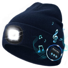 Căciulă Bluetooth unisex Morttic cu far, șapcă muzicală tricotată îmbunătățită cu căști și microfon, cadouri pentru bărbați și femei