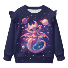 Sweatshirt Size 5-6 Girls Baby Planet Dragon Pullover Tops Ruffle Shoulder Sweater Shirts Crewneck Pullover Tops Sweatshirts Fall Winter Sweater