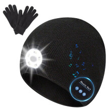 Căciulă Morttic Bluetooth cu far cu 5 LED-uri, reîncărcabilă și wireless hands-free, compatibilă cu iOS/Android