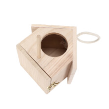 Natürliches Holz-Vogelhaus mit Sitzstange – 15,5 x 12 x 14,5 cm Außen-Vogelunterstand