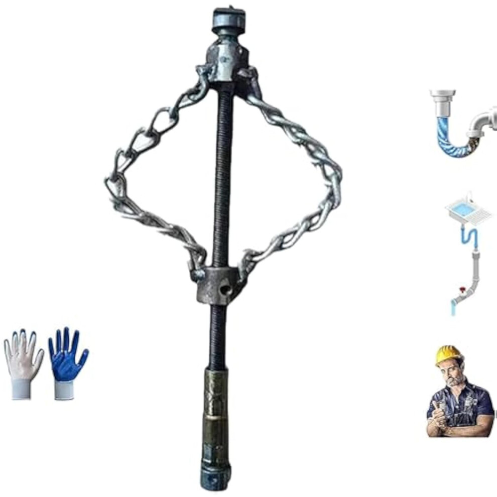 Flexible Shaft Sewer Descaling Chain, High-Efficiency Push-Type Rotary Cable Dredge For Pvc Pipes (Double Chain), Compatible With Xxx 9087558638344