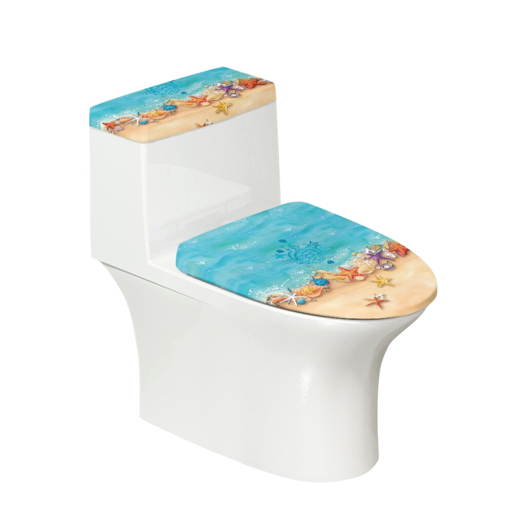 Starfish Toilet Seat Covers Set & Toilet Lid Cover And Toilet Tank Lid Cover With Adjustable Polyester For Washable, Stretch Fit 9101399497660