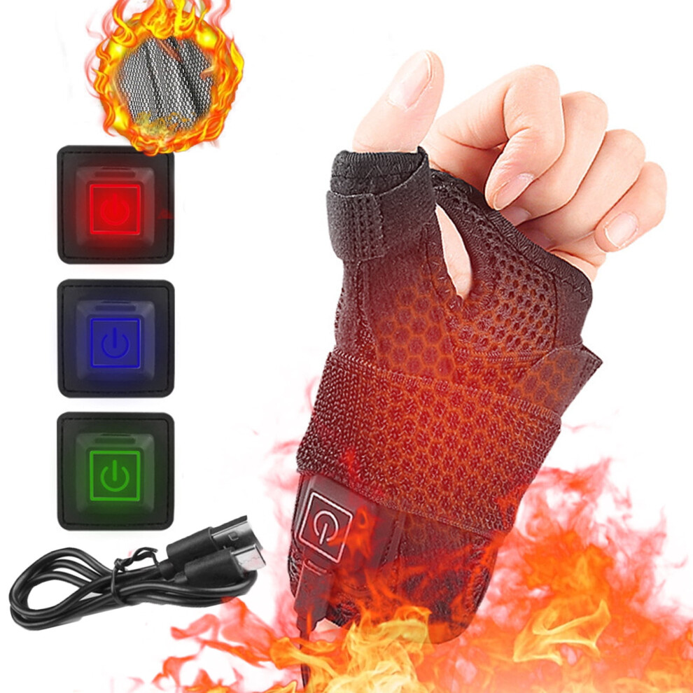 3-Pack USB-Rechargeable Heated Wrist Warmers, 3 Temp Settings, Adjustable Support for Arthritis & Cold Weather