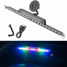 Solar/USB Rechargeable LED Car Strobe Light – RGB Breathing Brake Light, Anti-Collision Ranger Light, Compatible with Cars, 0.7816.14in