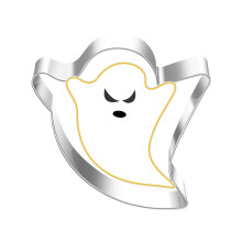 YFTDEF Stainless Steel Ghost-Shaped Baking Molds (Set of 5), Durable Cookie Cutters for Halloween & Festive Baking