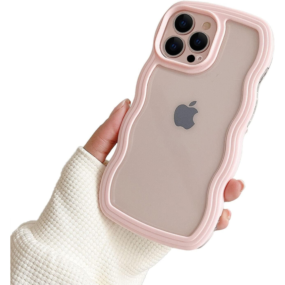 Compatible With Iphone 13 Pro Max Â Curly Wave Bumper Case, Soft Tpu Aesthetic Protective Cover For Women & Girls Pink 9065194455860