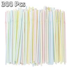 300 Pack Flexible Plastic Straws,8" Height Bendy Straws Prefer for Tumblers/Bottled Drinks/All Hot or Cold Drinking Striped Color Mixed