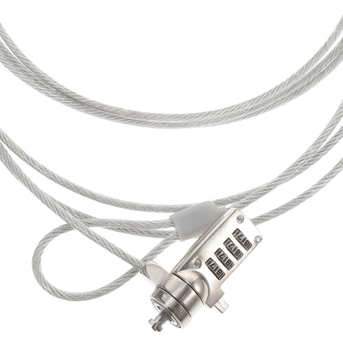 Antivol de sécurité pour ordinateur portable avec code réinitialisable pour tablettes et moniteurs, 1,8 m, argent