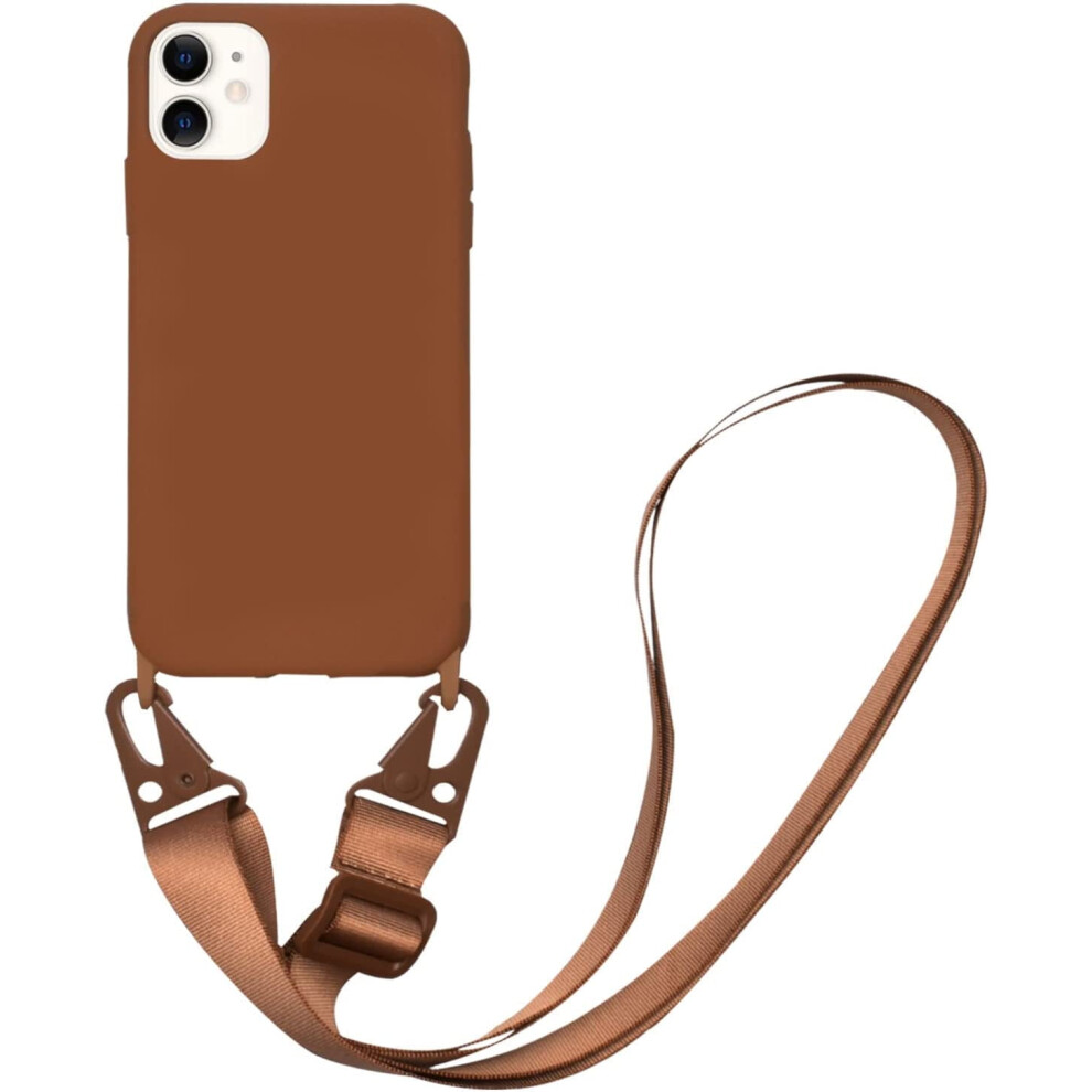 Silicone Crossbody Case With Adjustable Strap & Lanyard For Iphone 12/12 Pro Â Shockproof, Protective, Brown 9065194458304