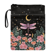 Dragonfly Flowers Bible Cover with Pocket, Polyester Lightweight Carrying Case with Zipper – Compatible with Standard Bibles