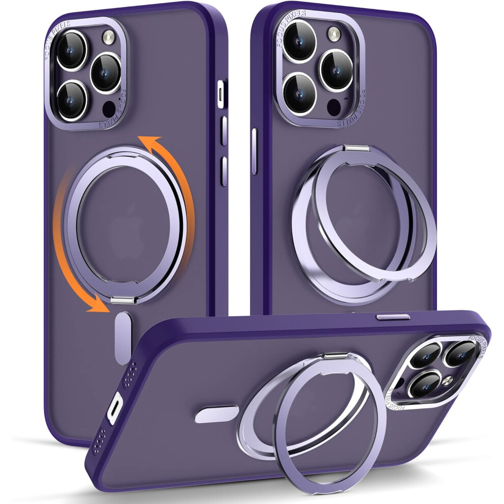 Iphone 11 Pro Case With 360 Rotatable Magnetic Ring Stand, Magsafe Compatible, Military-Grade Protection, Translucent Purple 9065194456768