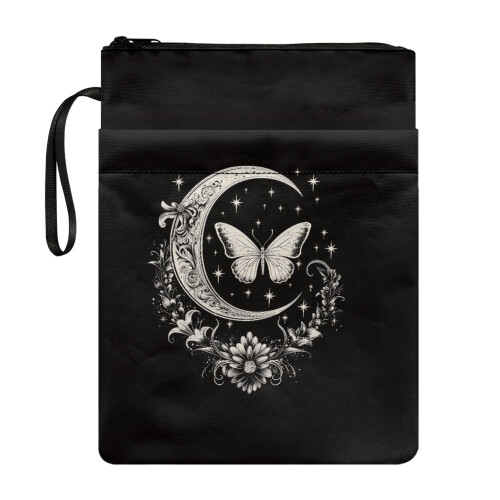 Book Cover with Zipper, Polyester, Butterfly & Moon Pattern