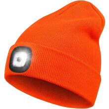 Căciulă LED cu lanternă frontală, Unisex4LED USB reîncărcabilă tricotată cu lanternă, pălărie cu lumini frontale pentru femei și